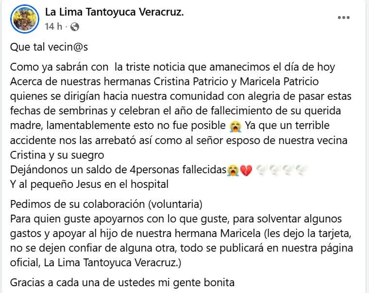 Familiares de víctimas piden apoyo tras trágico accidente en la carretera Victoria–Zaragoza 1 598641594 760251193031074 7135404415733236301 n
