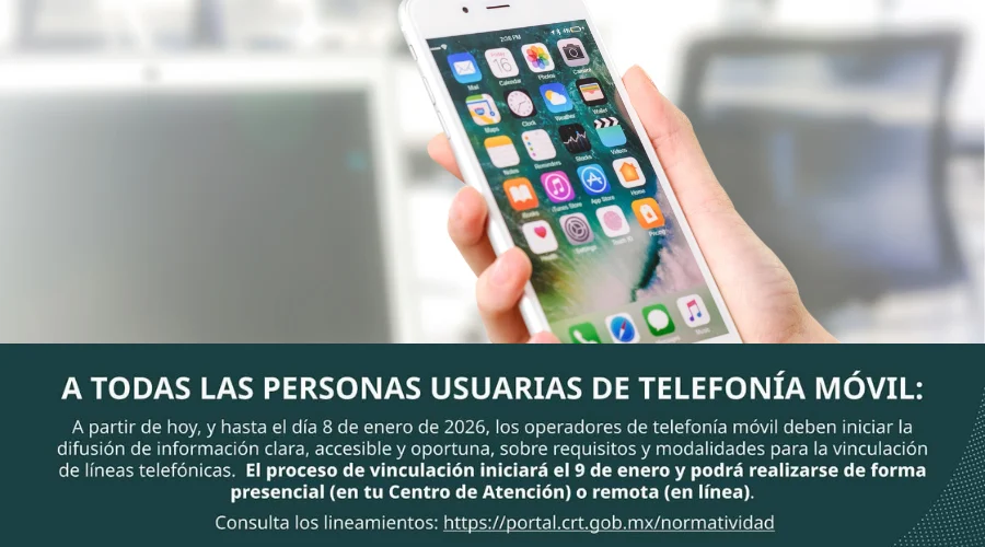 A partir del próximo año, todas las líneas móviles de telefonía celular deberán estar vinculadas a la Clave Única de Registro de Población (CURP), luego de que el Pleno de la Comisión Reguladora d