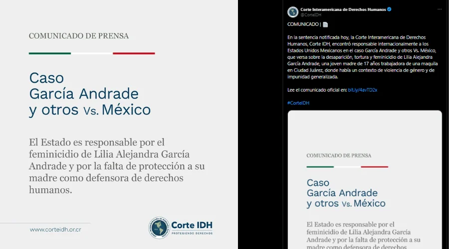 La Corte Interamericana de Derechos Humanos (Corte IDH) encontró responsable a los Estados Unidos Mexicanos en el caso García Andrade y otros Vs. México, que habla sobre la desaparición, tortura y