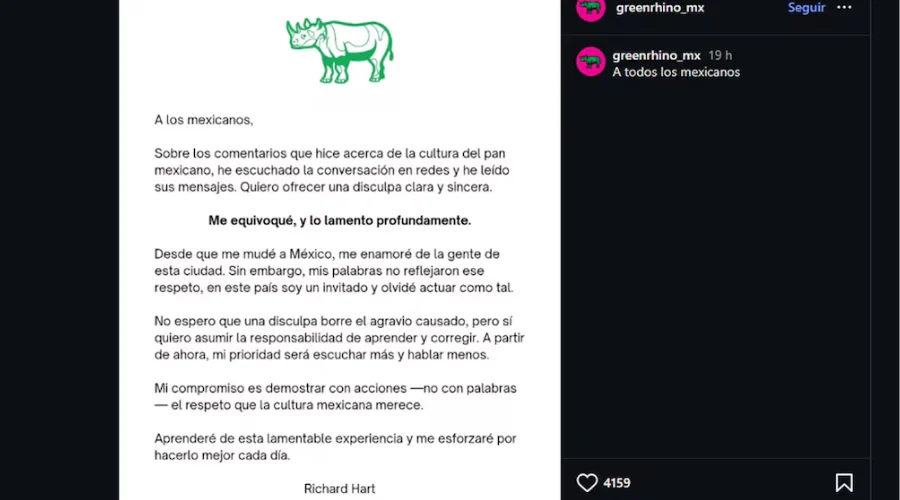 Richard Hart pide disculpas; dijo que México no tiene cultura del pan 1 Richard Hart pide copia