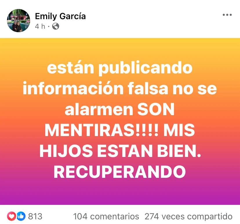 Desmienten rumores de fallecimiento de niños intoxicados en KFC Solidaridad 2 611185998 3818615821774543 1310300182380639736 n