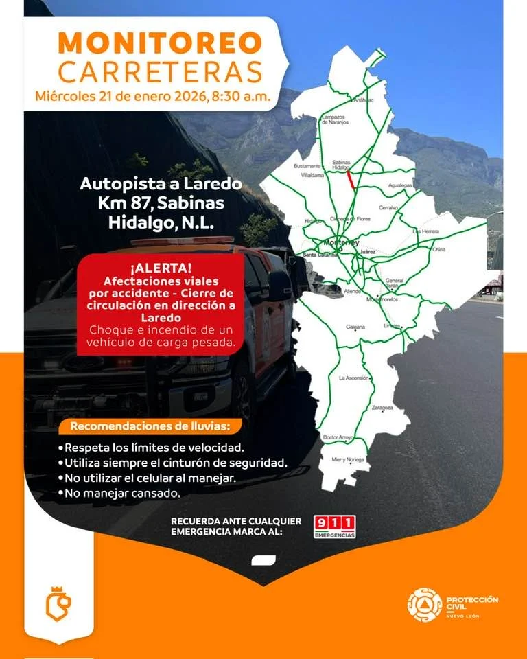 Cierran autopista a Nuevo Laredo por incendio de trailers 1 616635783 1371615067561677 3052252050765612474 n