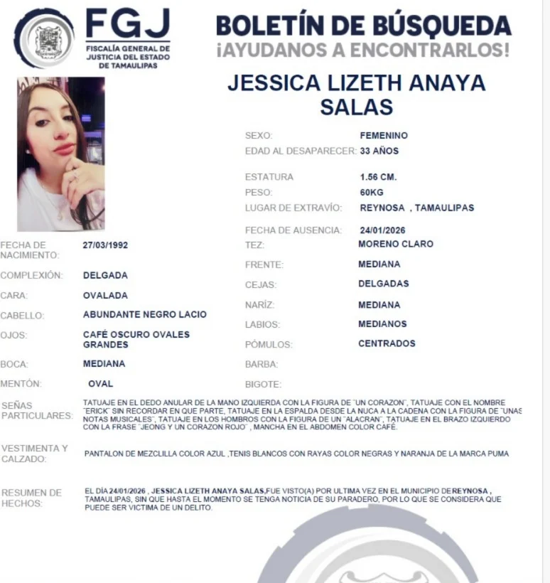 Activan boletín de búsqueda por desaparición de mujer en Reynosa 1 620027089 1221775493476184 6858667187790486609 n