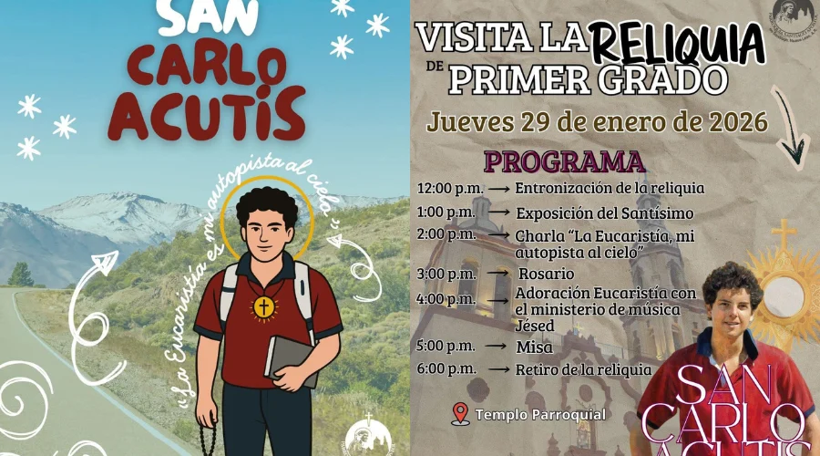 Llega reliquia de primer grado de San Carlo Acutis a Santiago