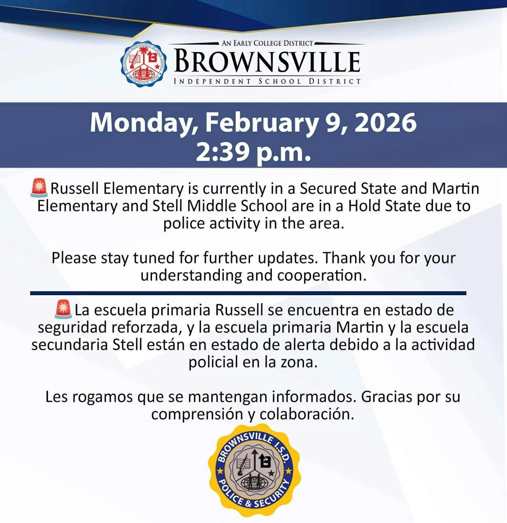 Escuelas de Brownsville reanudan operaciones tras confinamiento por actividad policial 1 631029966 1402370207625515 3261690994957805984 n
