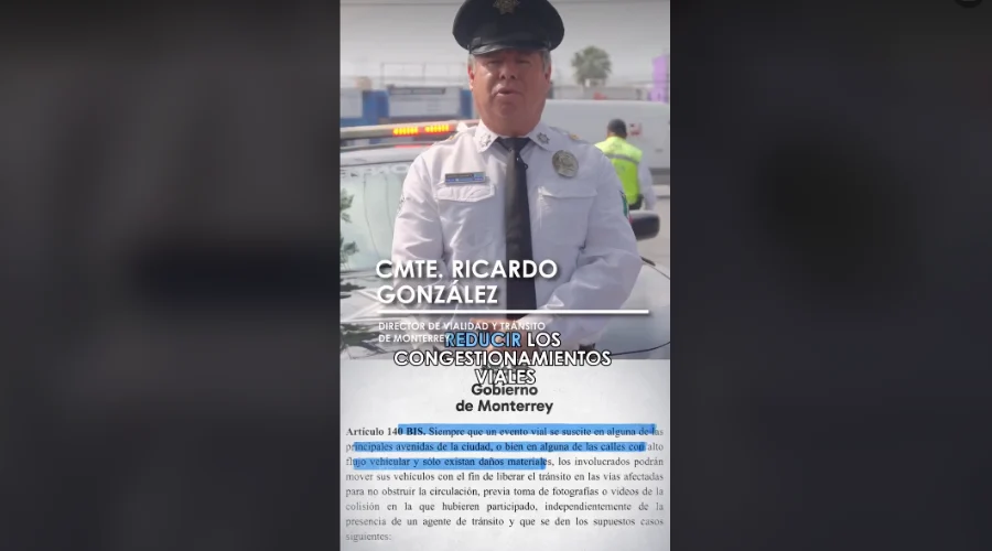 Anuncia Tránsito de Monterrey en ‘choquecitos’ se podrán mover vehículos