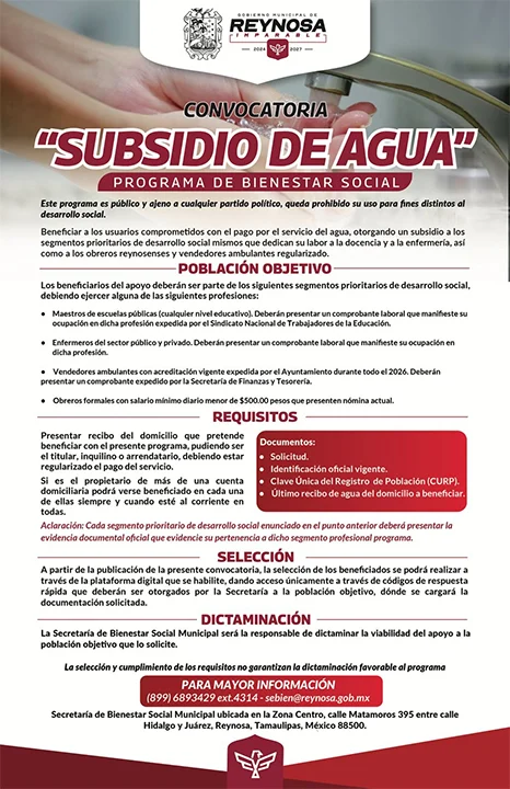 Invita Carlos Peña Ortiz a usuarios a solicitar el subsidio del agua 1 cartel agua 88