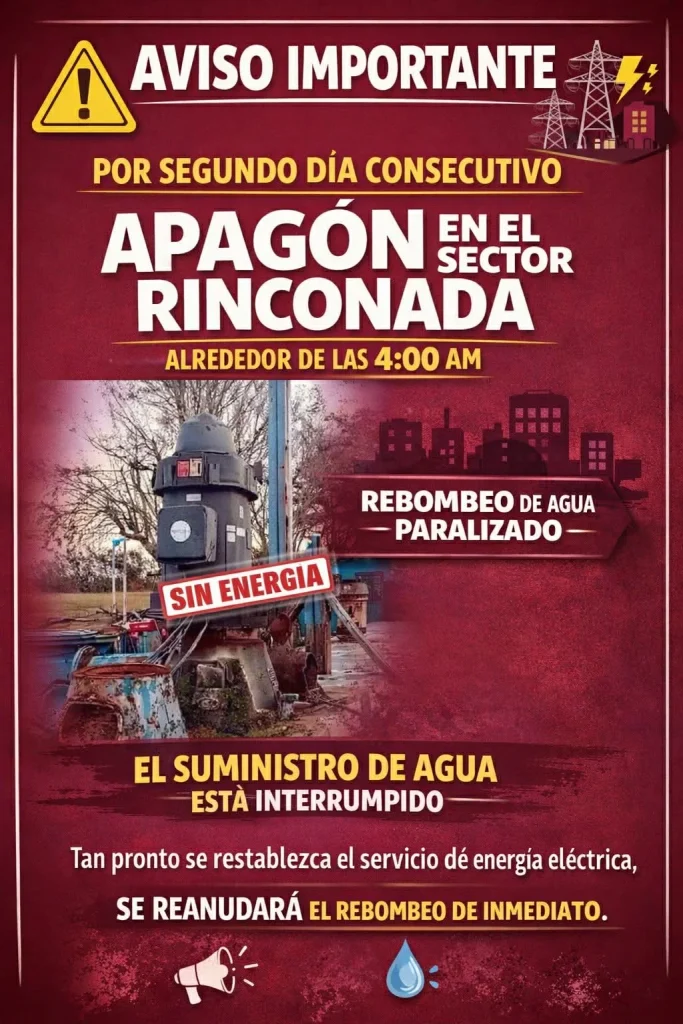 Segundo apagón por día consecutivo paraliza rebombeo de agua potable en Rinconada 1 293eb9ad 1015 4316 b0f5 3c73c0b70da9