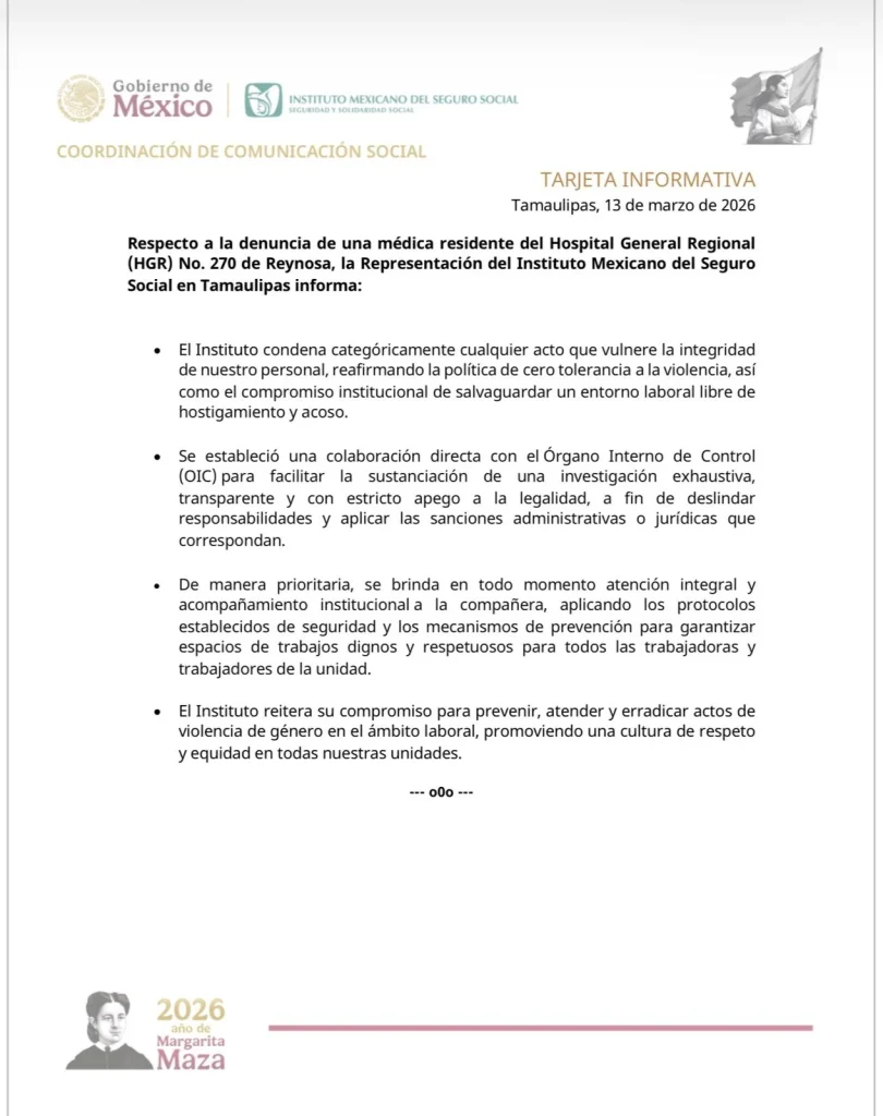 IMSS Tamaulipas investiga denuncia en hospital de Reynosa 1 649795085 1423177289851200 9222808255949099482 n
