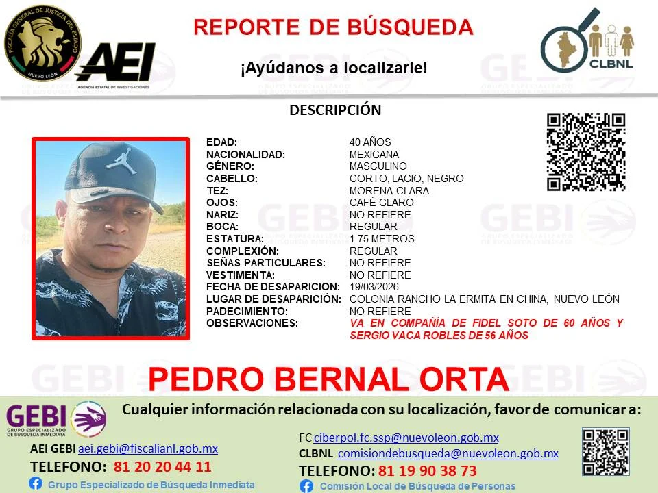 Investigan desaparición de tres hombres en China, Nuevo León 2 657595899 3475522145933257 5470114824252337388 n
