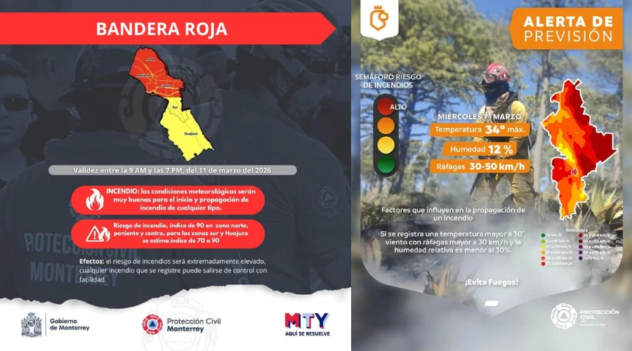 Alertan por fuertes vientos e incendios en Nuevo León