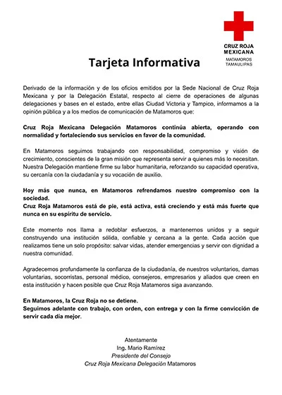 Descartan cierre de Cruz Roja en Reynosa y Matamoros 1 OFICIO okj 1