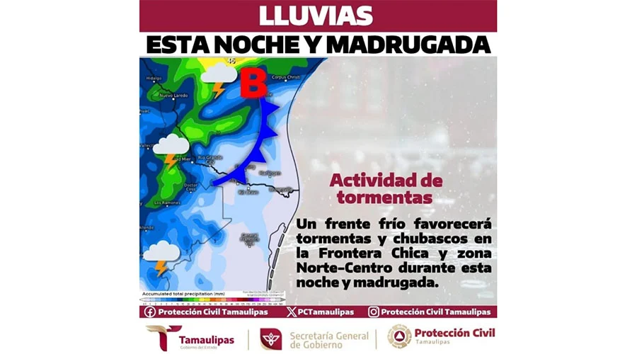 PC de Matamoros alerta de chubascos 1 lluvias mata 2