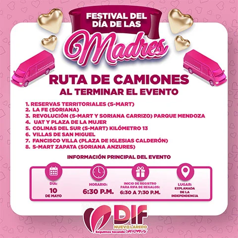 Anuncia Carmen Lilia rutas de transporte al finalizar festejo del Día de las Madres 1 MADRES NUEVO LAREDO 892