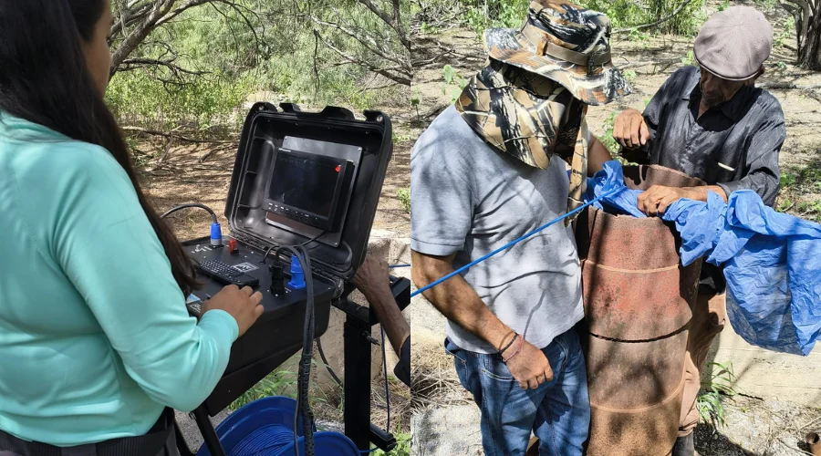 Buscan restos humanos en pozo profundo en zona rural de Reynosa
