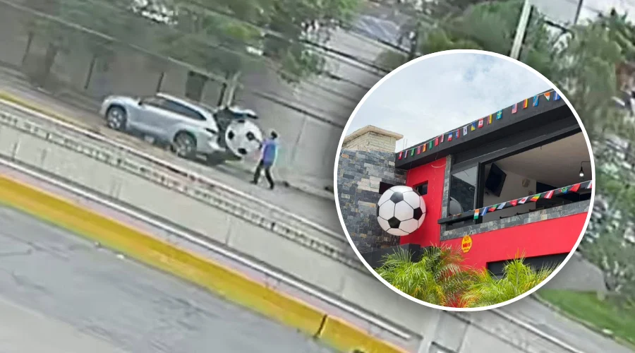 Exhiben a ladrón de balón decorativo colocado en restaurant
