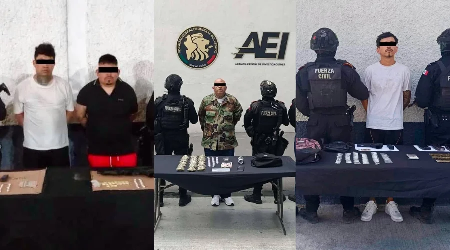 Fuerza Civil captura a cuatro presuntos delincuentes en Monterrey y Juárez