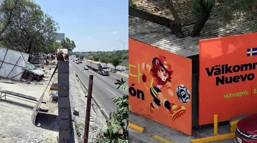 Levantan muro y lonas con imagen del Mundial para ocultar tejabanes en Guadalupe
