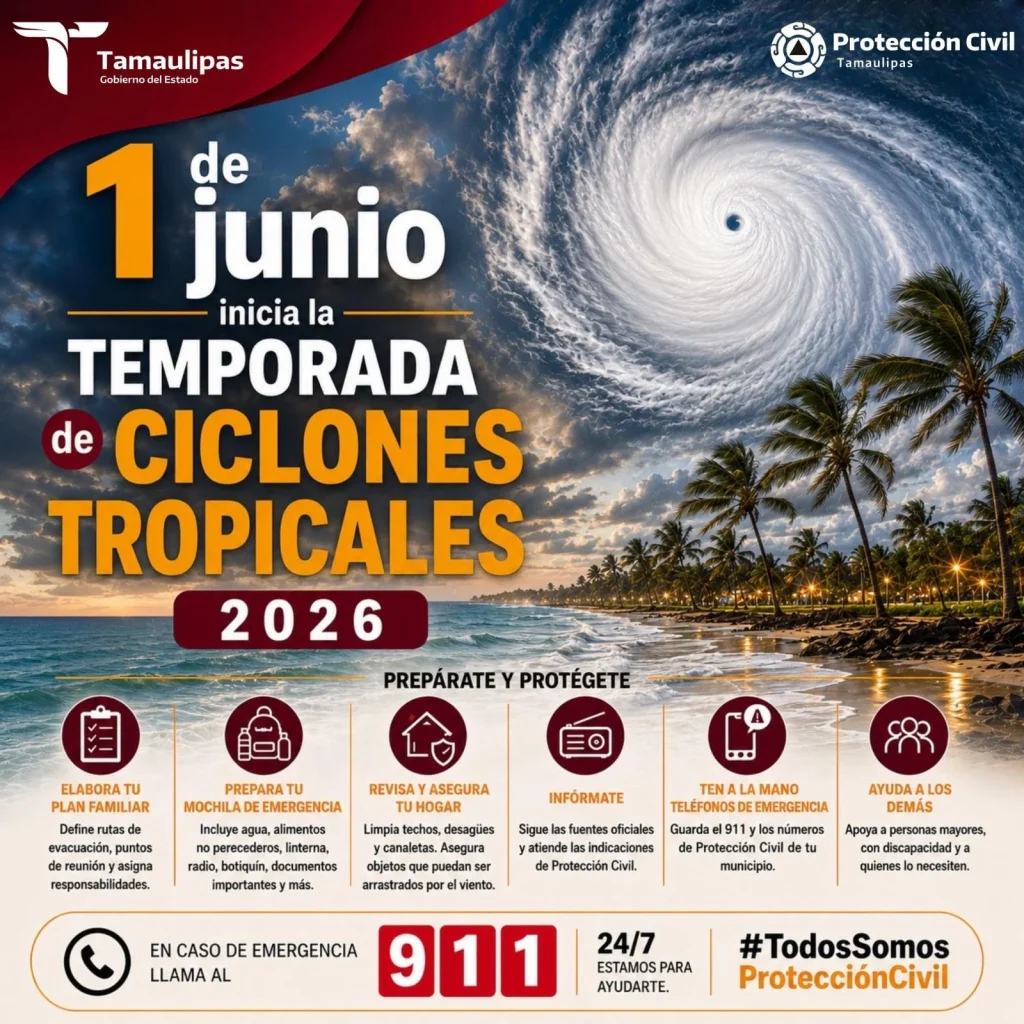 Protección Civil Tamaulipas mantiene vigilancia permanente por Temporada de Ciclones 1 WhatsApp Image 2026 06 01 at 2.09.39 PM