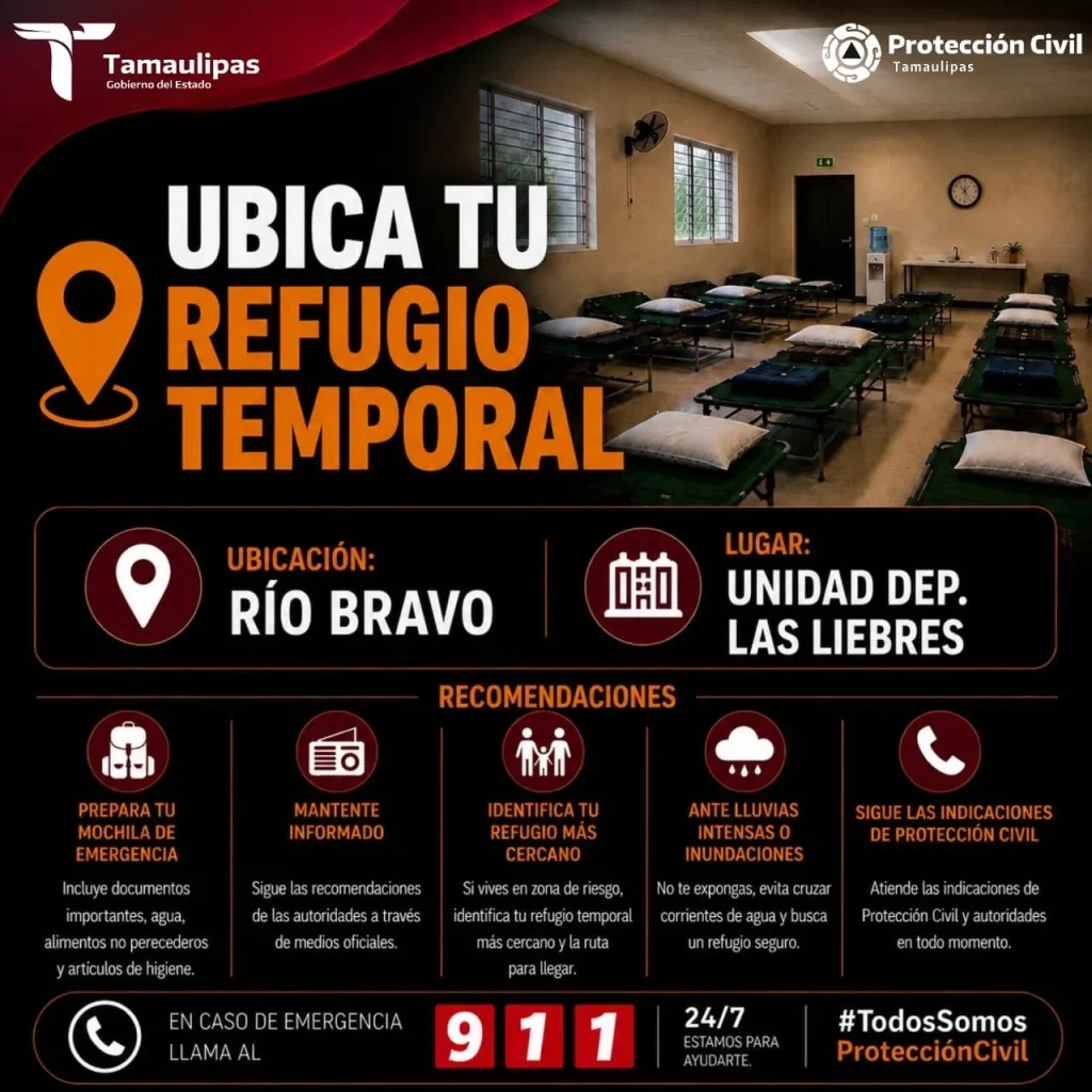 Habilita Protección Civil refugios en Reynosa, Matamoros y Río Bravo 1 WhatsApp Image 2026 06 15 at 8.47.55 PM 1