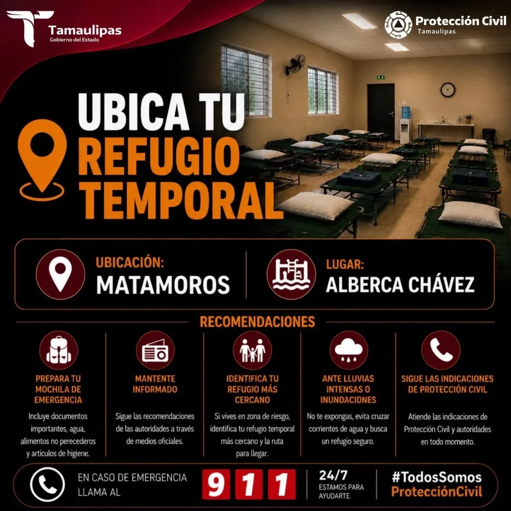Habilita Protección Civil refugios en Reynosa, Matamoros y Río Bravo 2 WhatsApp Image 2026 06 15 at 8.47.55 PM 2