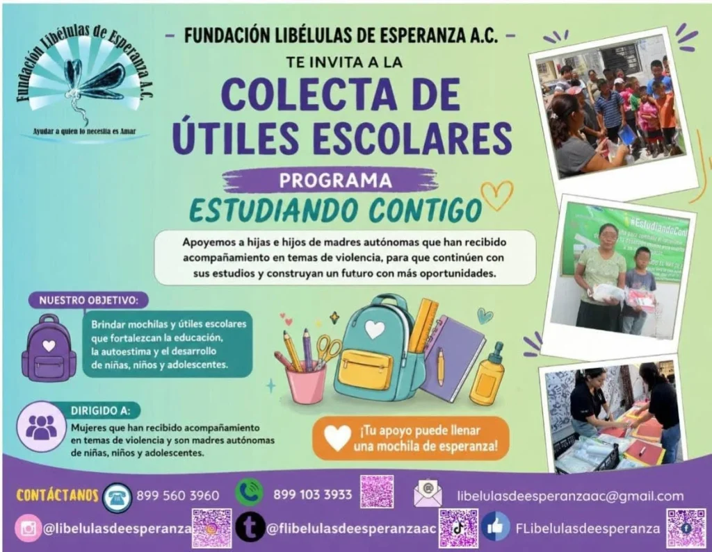 Invita Libélulas de Esperanza a participar en colecta de útiles escolares 2026 1 743326769 1007208768820216 6503796634251549902 n