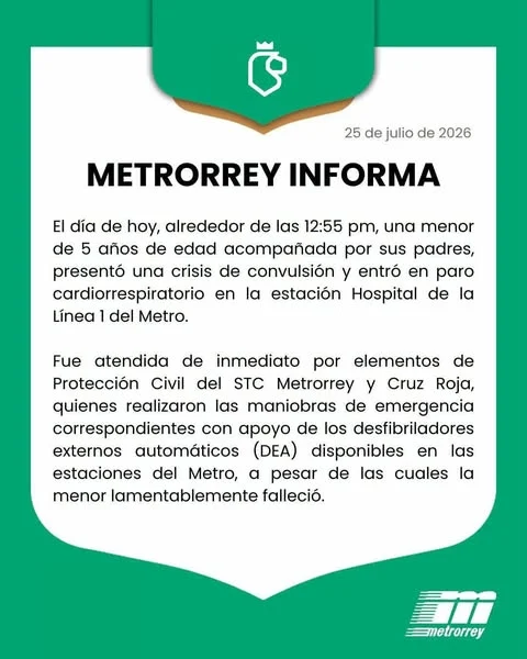 Muere una menor de 4 años en anden del Metro 1 757026783 1024039423598242 3814008629150874039 n
