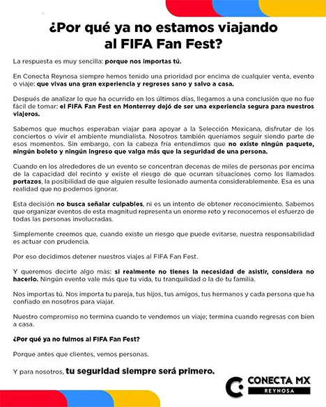 Suspenden tours al Fan Fest para no arriesgar a viajeros 1 CONECTA 45s