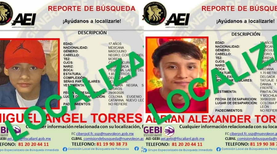 Encuentran en buen estado de salud a adolescentes desaparecidos en Nuevo León