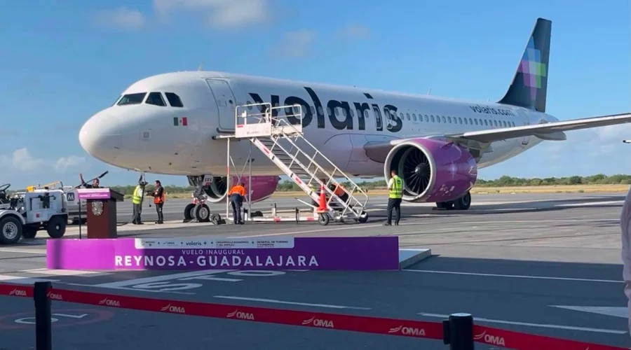 Llega a Reynosa el primer vuelo de la nueva ruta de Volaris hacia Guadalajara