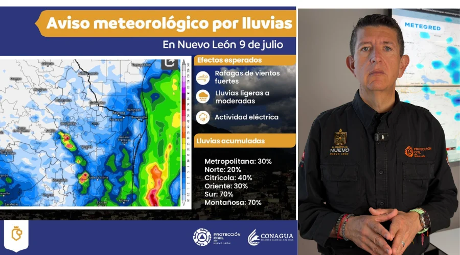 NL en alerta por la presencia de lluvias y vientos fuertes