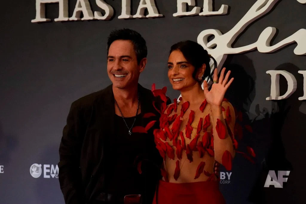 Aislinn recurrió a terapia para volver a actuar con Mauricio Ochmann 1 Los actores Aislinn y Mauricio Ochmann posando juntos en la premier de su nueva película.
