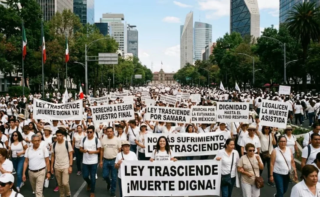 marcha-por-la-eutanasia-mexico Manifestación pública y marcha por la eutanasia en las calles de la Ciudad de México para solicitar la Ley Trasciende.