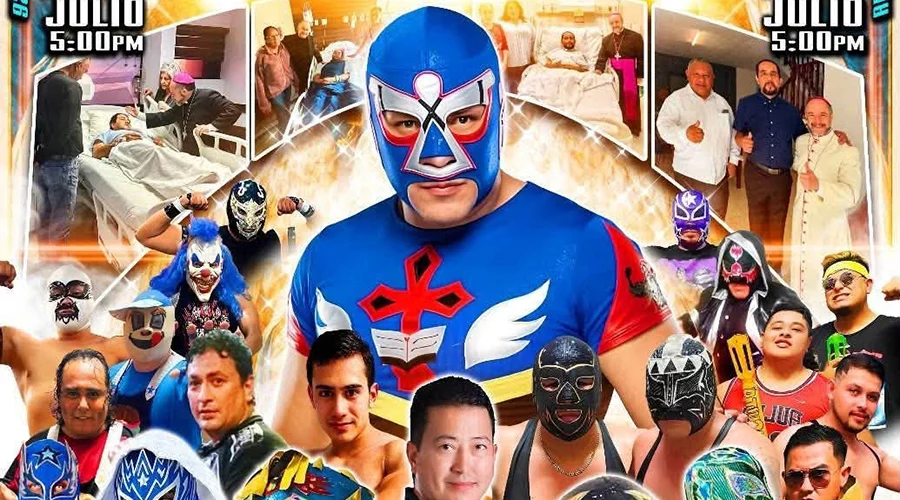 ucha-libre-beneficio-sacerdote-erick-perea Cartel promocional de la función de lucha libre a beneficio del padre Erick Perea en el Auditorio Municipal de Reynosa.