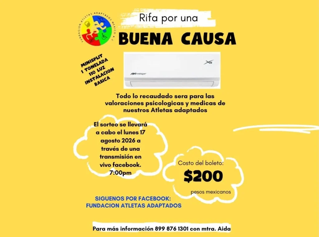 Rifarán minisplit para costear participación de atletas adaptados en Selectivo Estatal 1 769702442 3583512095131828 7789676406930253638 n