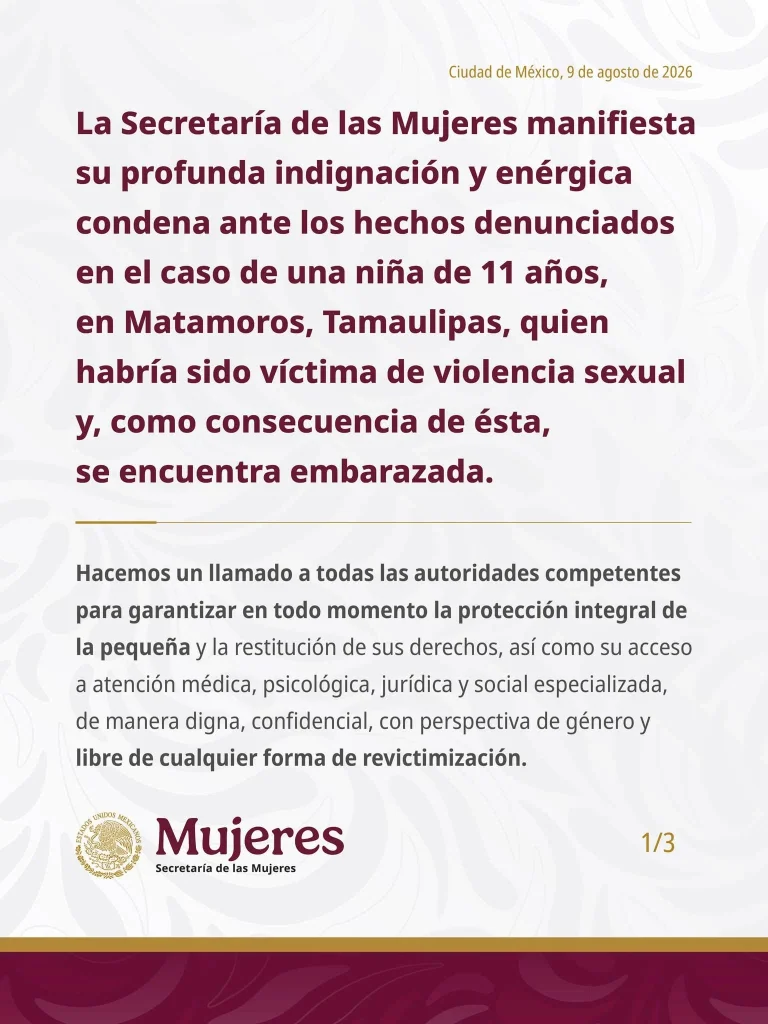 Secretaría de las Mujeres condena violencia sexual contra niña en Matamoros 1 770584847 1349107110725981 2047672418033896200 n