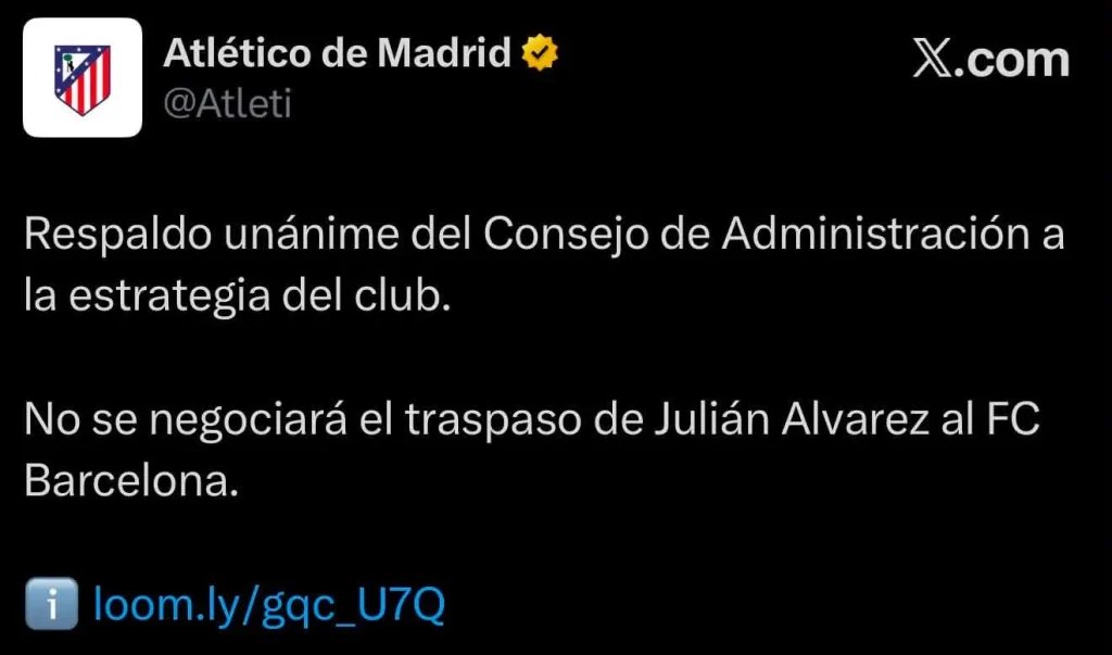 Atlético Madrid niega vender a Julián Álvarez al Barcelona 1 786628696 1373046951084256 6454094449798624512 n