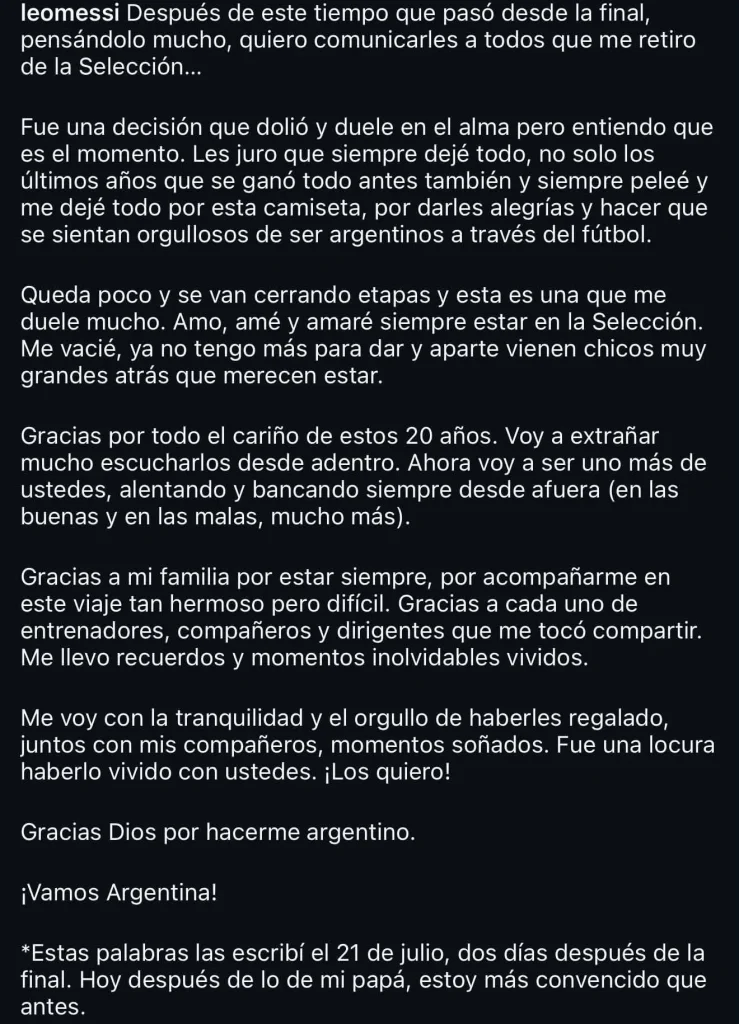 "Me vacié, no tengo más para dar": Messi dice adiós a Selección Argentina 1 789505645 28090996483843329 3862981923402130902 n