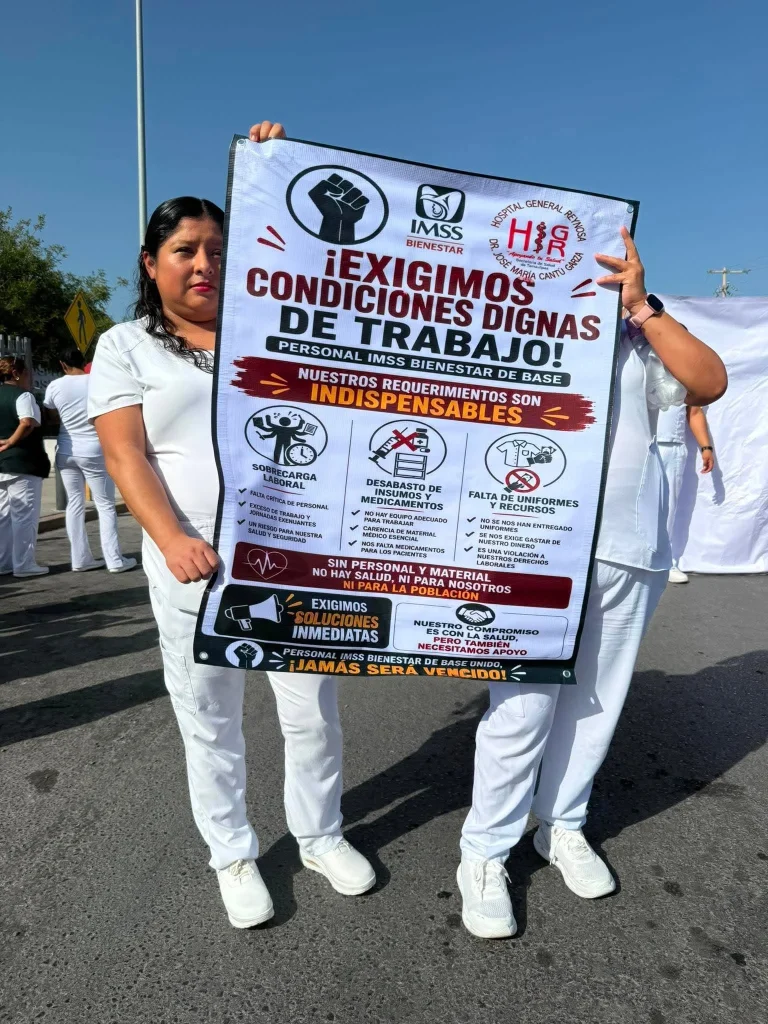 Protestan trabajadores del IMSS-Bienestar por incumplimiento de prestaciones laborales 5 790846796 1611346687251302 213620455590910487 n