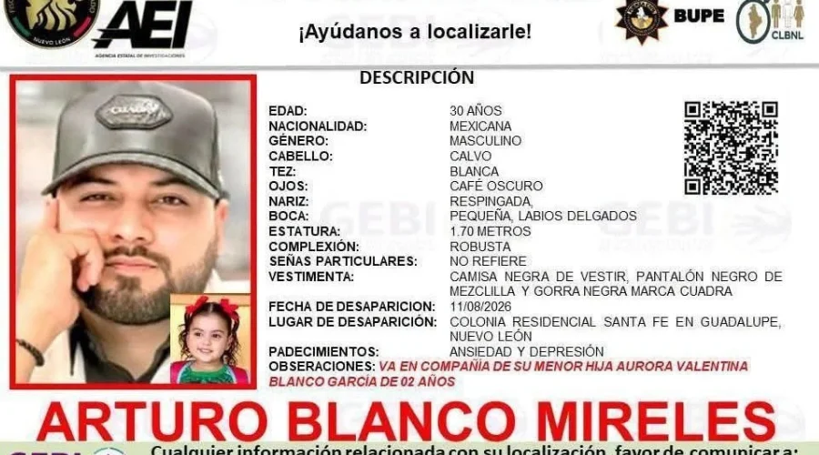 Localizan en Monterrey a niña sustraída por su papá