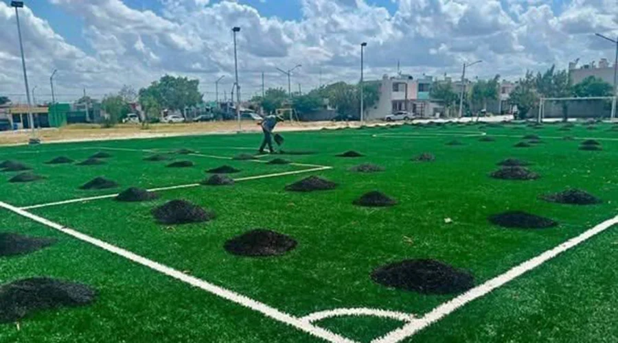 canchas-deportivas-reynosa Trabajos de construcción de las nuevas canchas deportivas en Terranova y La Joya de Reynosa.