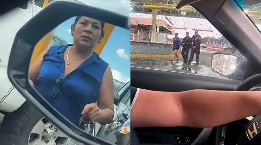 detienen-a-mujer-puente-internacional-el-paso Elementos de seguridad cuando detienen a mujer en el Puente internacional tras altercado vehicular.