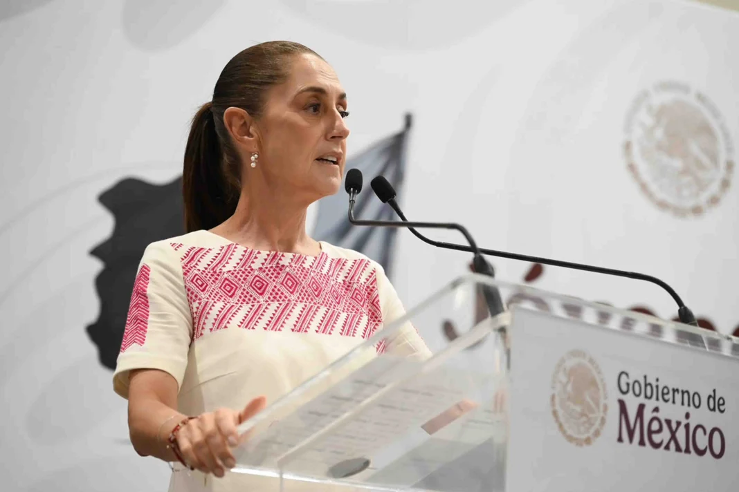 una-visa-sheinbaum La presidenta Claudia Sheinbaum durante un evento oficial donde habló sobre una visa.