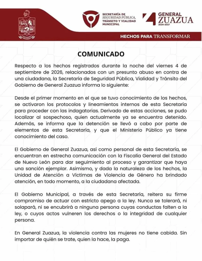 Acusan a policía de Zuazua de atacar sexualmente a detenida 1 790112426 1659461218885189 4753105456400206981 n