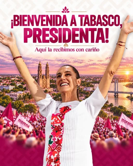 Andy López le da la bienvenida a Sheinbaum en Tabasco 1 BIENVENIDA 22