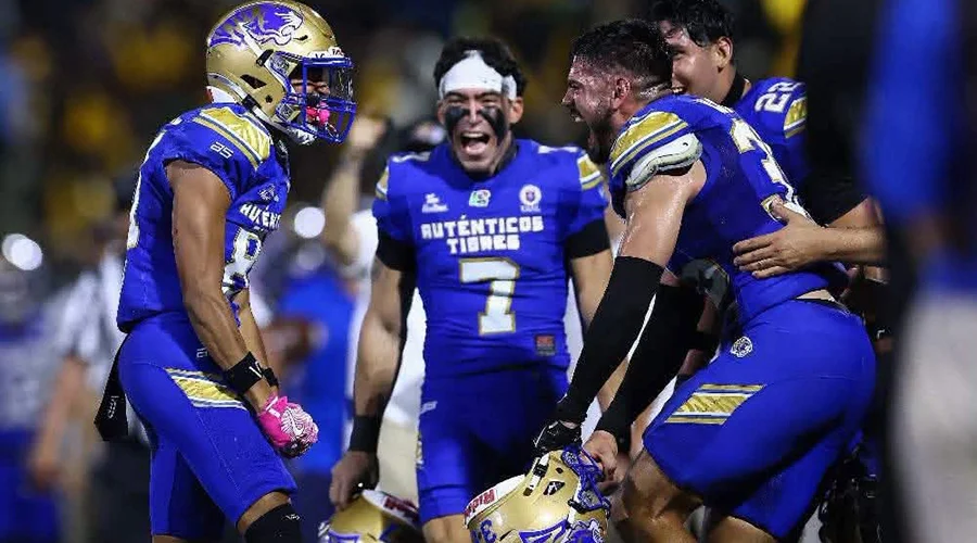 autenticos-tigres-remonta-aguilas-blancas Jugadores de los Auténticos Tigres disputando el encuentro de Liga Mayor de la ONEFA
