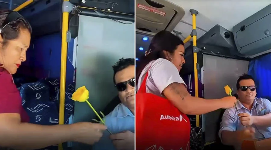 chofer-regala-flores-amarillas Chofer del transporte público regala flores amarillas a sus pasajeras en Veracruz.