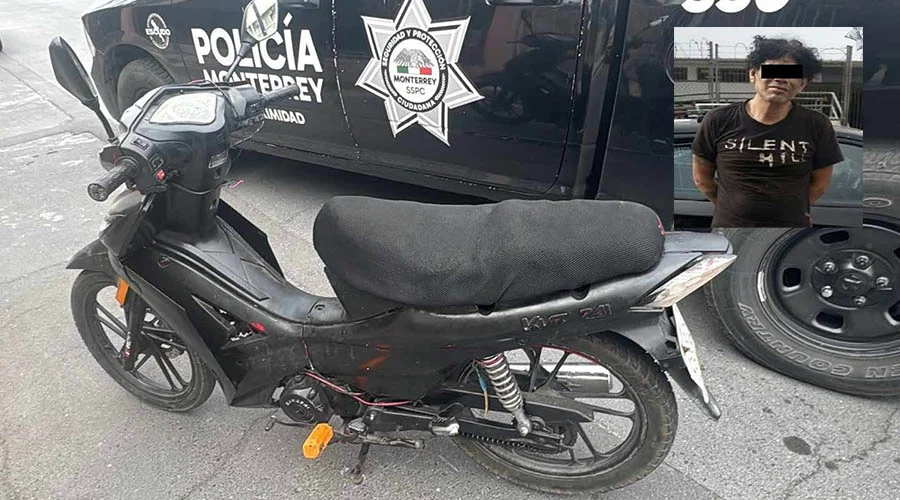 lo-detienen-con-moto-robada-monterrey Policías de Monterrey aseguran la zona tras el reporte donde lo detienen con moto robada.
