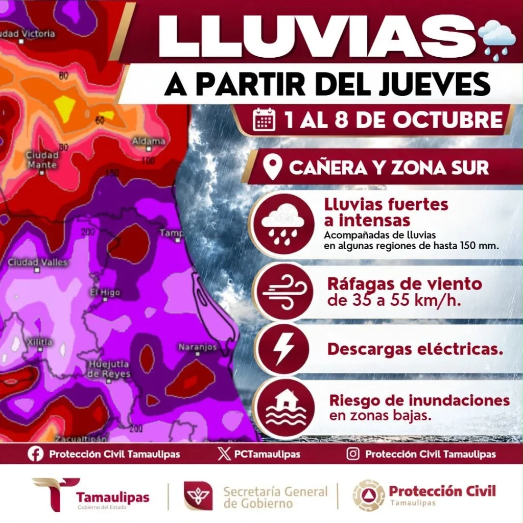 PC Tamaulipas mantiene vigilancia ante periodo de lluvias 2 tamaulipas lluvias pc 3