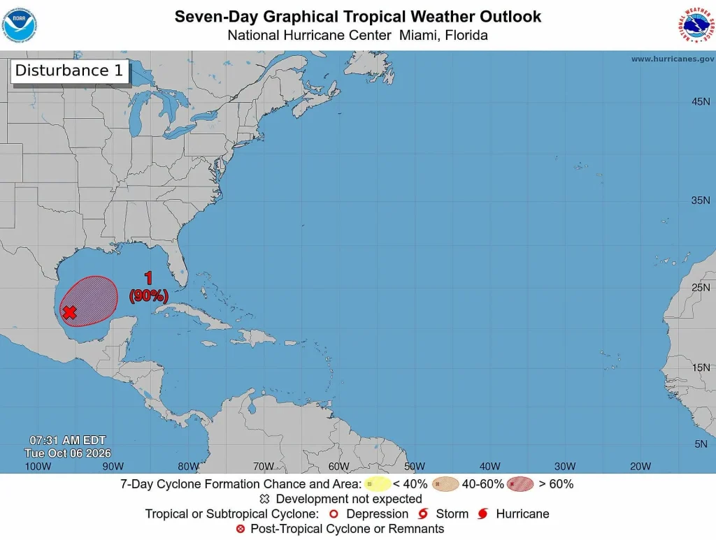Aumenta a 90% probabilidad de desarrollo de ciclón tropical en el Golfo 1 839805711 1681971683486687 5857759539936080128 n